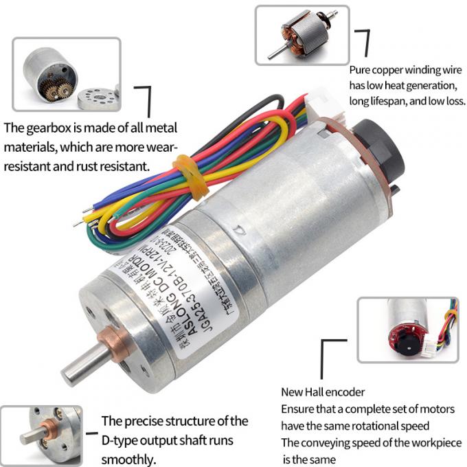 6v 12v 25mm motor de engranajes de corriente continua cepillado JGA25-370B motor de engranajes de corriente continua cepillado de 25mm 17