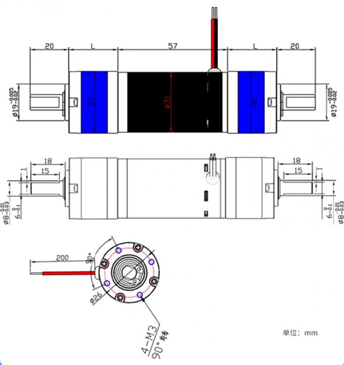 Motor de desaceleración de micro CC de 24 V de doble extremo de caja de engranajes planetaria de alto par PG32-31ZY-PG 0