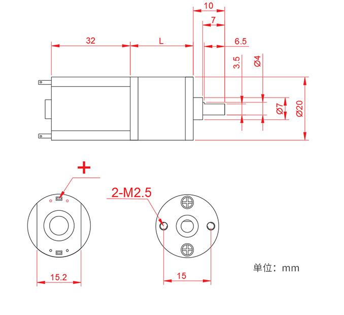 Micro motor de reducción de 12 V de CC JGA20-180 Micro motor de reducción de CC con imán permanente de baja velocidad 2