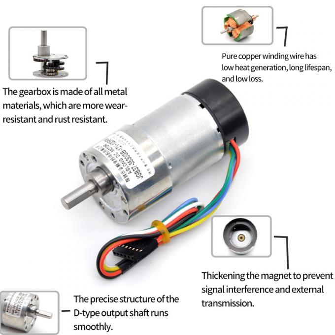 Motor excéntrico 1600rpm 37m m Hall Encoder Cap Protective del engranaje axial del alto esfuerzo de torsión 17
