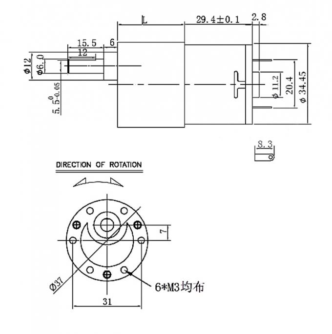 JGB37-3429 Motor DC con escobillas de 12V/24V Motor DC con escobillas para robot inteligente de 12V Motorreductor de 24v 2