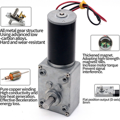 Motor de reducción de bloqueo automático A58-31ZY 12/24V 10-470RPM Motor de reducción de tornillo sin fin Turbo de alto par Engranaje de tornillo sin fin de alto par de CC